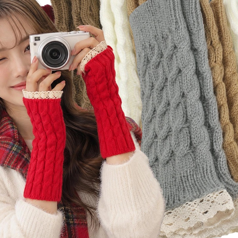 Fingerless Glove Knit - Guanti senza dita in pizzo Y2K